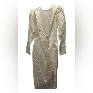 Ronny Kobo Collection Cream Long Sleeve Midi Sheath Dress